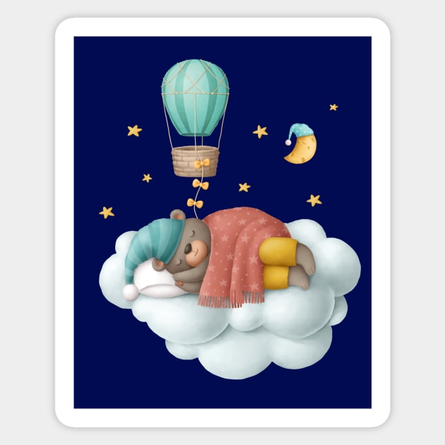 Dreaming bear on the cloud Sticker by KOTOdesign